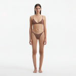 North Brown Triangle Mid Coverage Knitted Bikini Set | Moeva | Bikini Sets | Each week unveils new pieces—luxury swimwear, fluid resort silhouettes, and elevated summer-to-evening essentials designed to carry you from coastal escapes to city nights.