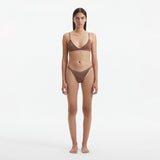 North Brown Triangle Mid Coverage Knitted Bikini Set | Moeva | Bikini Sets | Each week unveils new pieces—luxury swimwear, fluid resort silhouettes, and elevated summer-to-evening essentials designed to carry you from coastal escapes to city nights.