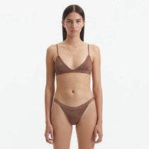 North Brown Triangle Mid Coverage Knitted Bikini Set | Moeva | Bikini Set | Each week unveils new pieces—luxury swimwear, fluid resort silhouettes, and elevated summer-to-evening essentials designed to carry you from coastal escapes to city nights.