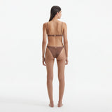 North Brown Triangle Mid Coverage Knitted Bikini Set | Moeva | Bikini Sets | Each week unveils new pieces—luxury swimwear, fluid resort silhouettes, and elevated summer-to-evening essentials designed to carry you from coastal escapes to city nights.