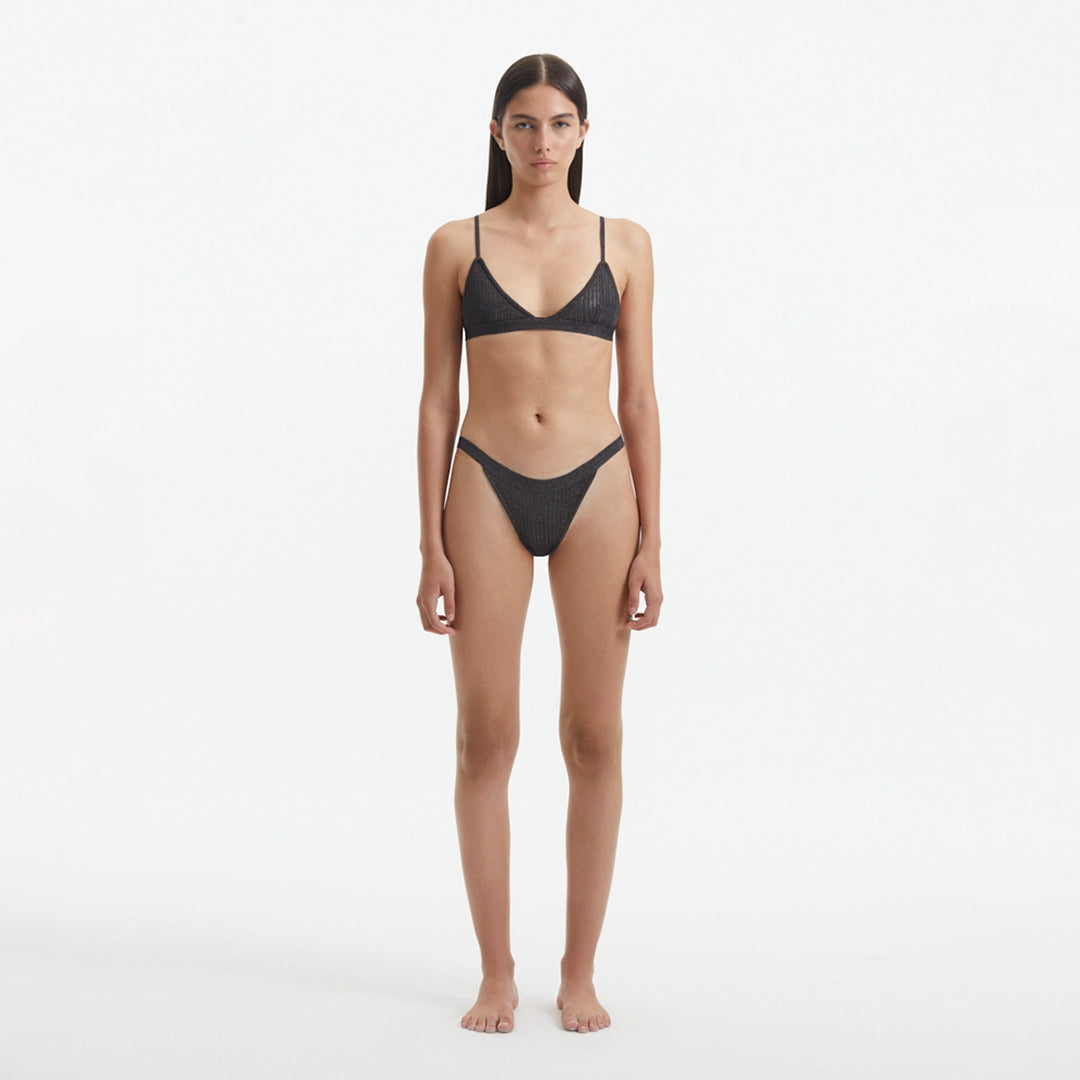 North Silver Mid Coverage Knitted Bikini Bottom | Moeva | Bikini Bottom | Each week unveils new pieces—luxury swimwear, fluid resort silhouettes, and elevated summer-to-evening essentials designed to carry you from coastal escapes to city nights.
