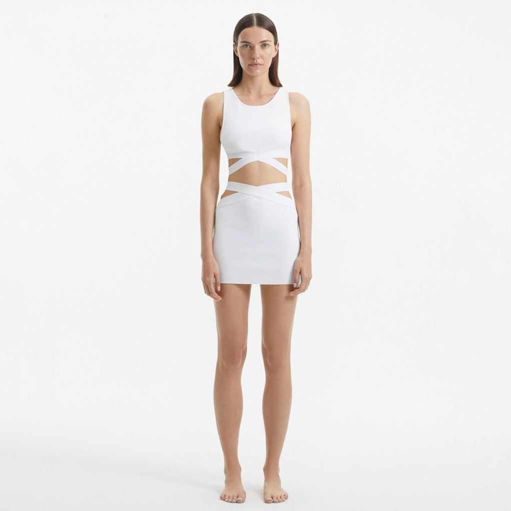 Jazero White Knitted Cut-Out Skirt | Moeva | Skirt | Each week unveils new pieces—luxury swimwear, fluid resort silhouettes, and elevated summer-to-evening essentials designed to carry you from coastal escapes to city nights.