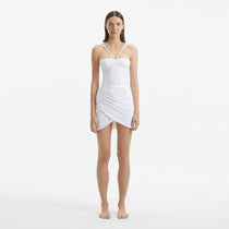 Osaka White Corset Mini Dress with Wrap Skirt | Moeva | Dress | Each week unveils new pieces—luxury swimwear, fluid resort silhouettes, and elevated summer-to-evening essentials designed to carry you from coastal escapes to city nights.