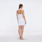 Nebula White Fringe Detail Halter Knit Top | Moeva | RTW Bustiers | Each week unveils new pieces—luxury swimwear, fluid resort silhouettes, and elevated summer-to-evening essentials designed to carry you from coastal escapes to city nights.