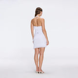 Nebula White Fringe Detail Halter Knit Top | Moeva | RTW Bustiers | Each week unveils new pieces—luxury swimwear, fluid resort silhouettes, and elevated summer-to-evening essentials designed to carry you from coastal escapes to city nights.