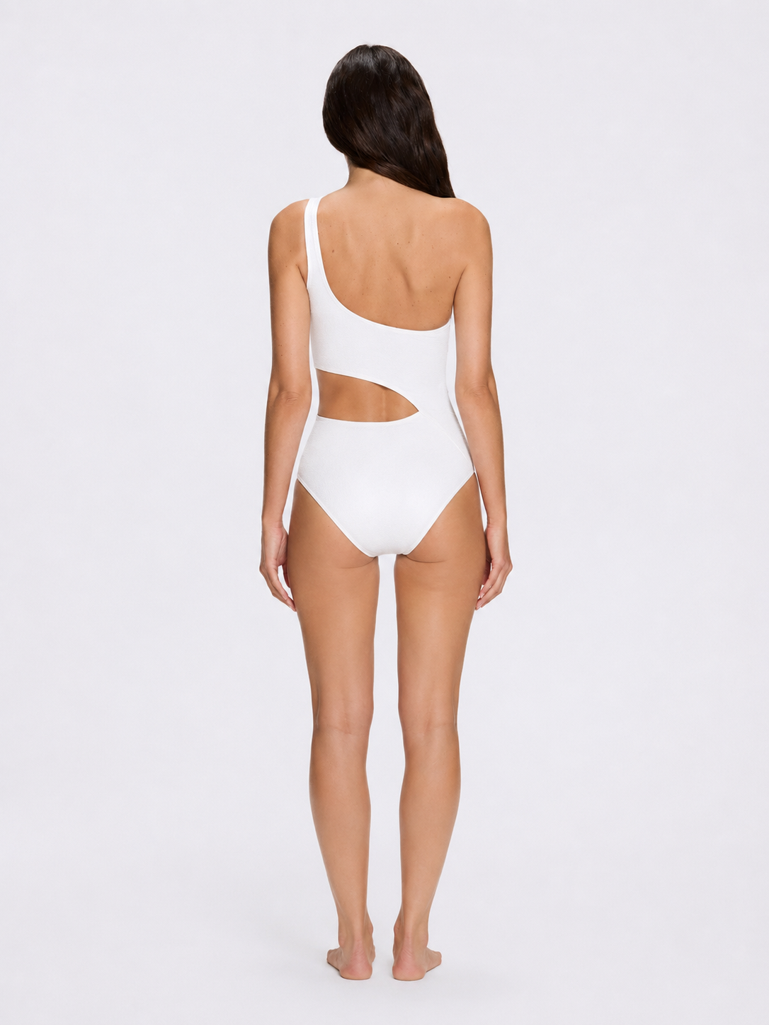 Narelle White One Shoulder Textured Swimsuit