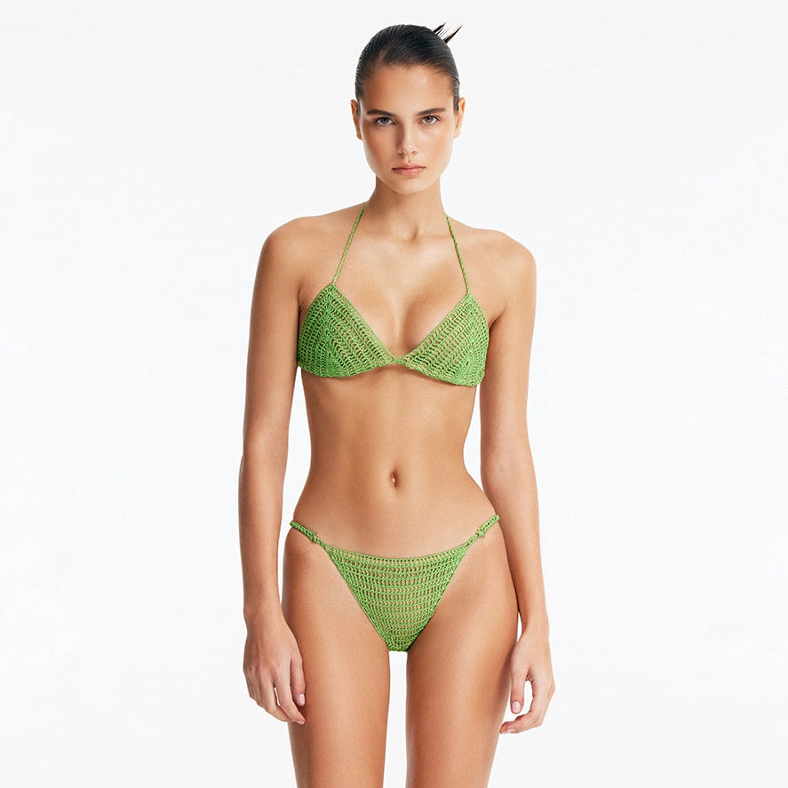 Nash Green Triangle Mid Coverage Bikini Set | Moeva | Bikini Set | Each week unveils new pieces—luxury swimwear, fluid resort silhouettes, and elevated summer-to-evening essentials designed to carry you from coastal escapes to city nights.