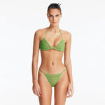 Nash Green Triangle Mid Coverage Bikini Set | Moeva | Bikini Set | Each week unveils new pieces—luxury swimwear, fluid resort silhouettes, and elevated summer-to-evening essentials designed to carry you from coastal escapes to city nights.