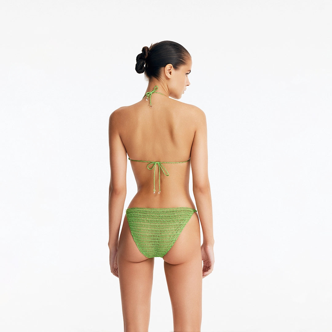 Nash Green Triangle Mid Coverage Bikini Set | Moeva | Bikini Set | Each week unveils new pieces—luxury swimwear, fluid resort silhouettes, and elevated summer-to-evening essentials designed to carry you from coastal escapes to city nights.