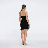Nebula Black Fringe Detail Halter Knit Top | Moeva | RTW Bustiers | Each week unveils new pieces—luxury swimwear, fluid resort silhouettes, and elevated summer-to-evening essentials designed to carry you from coastal escapes to city nights.