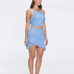 Nebula And Arlo Fringe Asymmetric Blue Knit Set | Moeva | | Each week unveils new pieces—luxury swimwear, fluid resort silhouettes, and elevated summer-to-evening essentials designed to carry you from coastal escapes to city nights.