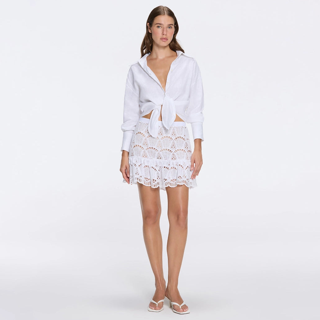 Nice White Crochet Detail Mini Skirt | Moeva | Skirts | Each week unveils new pieces—luxury swimwear, fluid resort silhouettes, and elevated summer-to-evening essentials designed to carry you from coastal escapes to city nights.