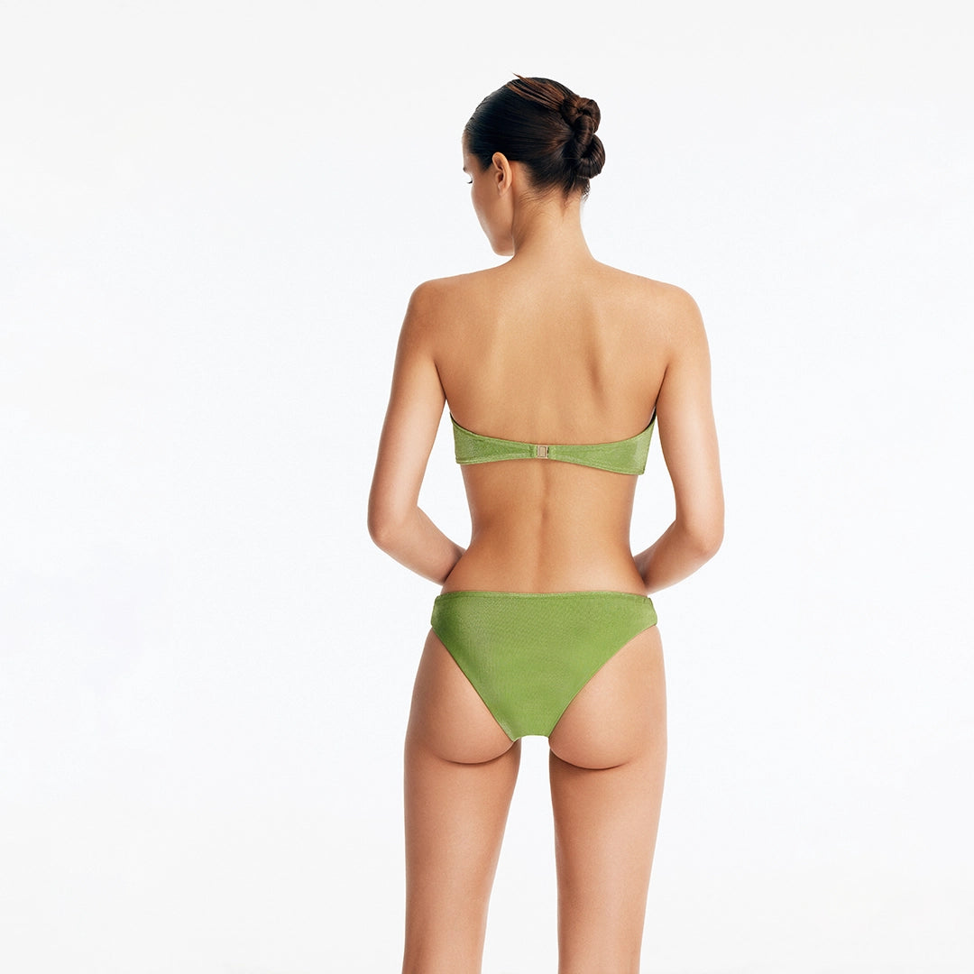 Nixie Green Bandeau Mid Coverage Bikini Set | Moeva | Bikini Set | Each week unveils new pieces—luxury swimwear, fluid resort silhouettes, and elevated summer-to-evening essentials designed to carry you from coastal escapes to city nights.