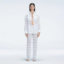 Nola White Crochet Shirt & Elysia White Crochet High-Waist Pants Set | Moeva | Shirt and Pants | Each week unveils new pieces—luxury swimwear, fluid resort silhouettes, and elevated summer-to-evening essentials designed to carry you from coastal escapes to city nights.