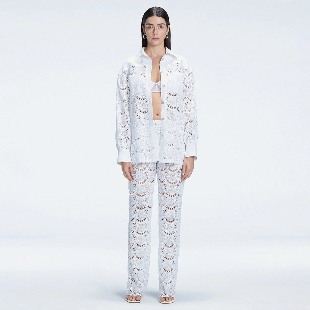 Nola White Long Sleeve Cotton Shirt | Moeva | Shirt | Each week unveils new pieces—luxury swimwear, fluid resort silhouettes, and elevated summer-to-evening essentials designed to carry you from coastal escapes to city nights.