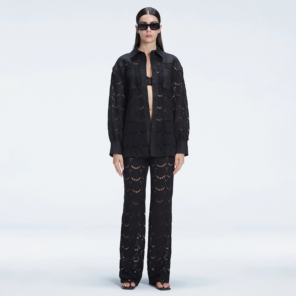 Nola Black Long Sleeve Cotton Shirt | Moeva | Shirt | Each week unveils new pieces—luxury swimwear, fluid resort silhouettes, and elevated summer-to-evening essentials designed to carry you from coastal escapes to city nights.