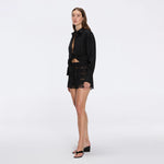 Ophelia Black Crochet Detail High-Waist Shorts | Moeva | Shorts | Each week unveils new pieces—luxury swimwear, fluid resort silhouettes, and elevated summer-to-evening essentials designed to carry you from coastal escapes to city nights.