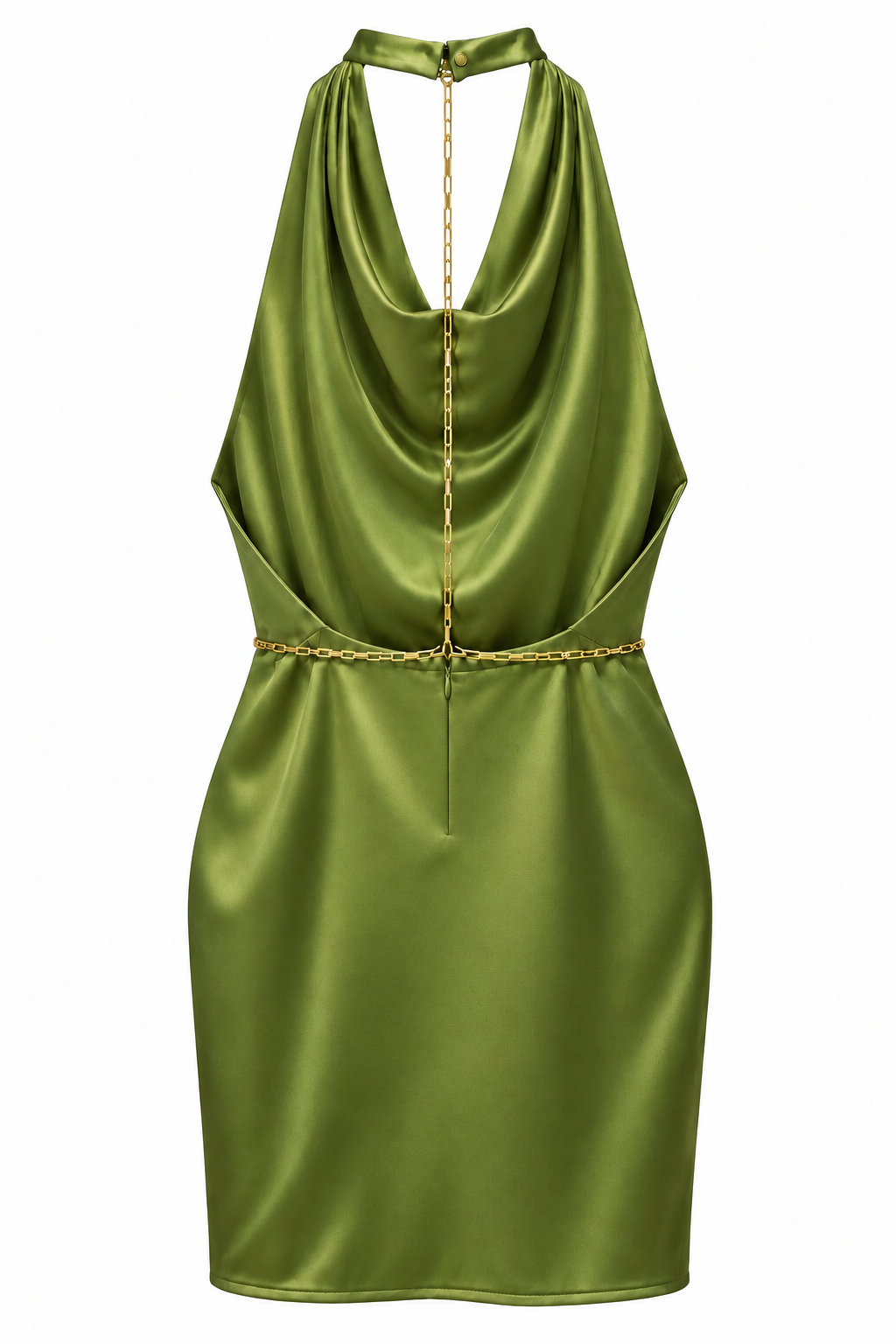 Eugenie Green Halter Neck Open Back Silk Mini Dress by Moeva | Dress from MOEVA's luxury swimwear and resortwear collection, perfect for beach days, resort escapes and summer styling.