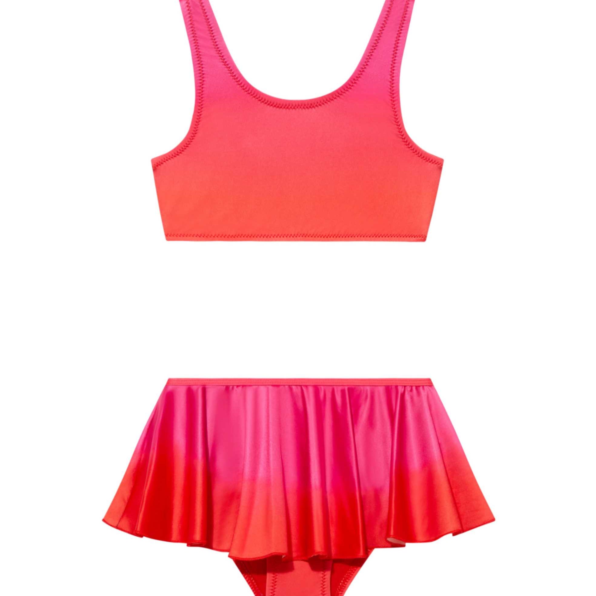 Peachy Red/Pink Scoop Neck Skirted Kids Bikini Set | Moeva | Bikini Set | Each week unveils new pieces—luxury swimwear, fluid resort silhouettes, and elevated summer-to-evening essentials designed to carry you from coastal escapes to city nights.