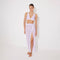 Pina Lilac/White Asymmetric Gold Button Maxi Skirt | Moeva | Beachwear Skirts | Each week unveils new pieces—luxury swimwear, fluid resort silhouettes, and elevated summer-to-evening essentials designed to carry you from coastal escapes to city nights.