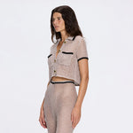 Ramatuelle Grey-Black Crop Top & Lerins Wide-Leg Pants Knitted Set | Moeva | Set | Each week unveils new pieces—luxury swimwear, fluid resort silhouettes, and elevated summer-to-evening essentials designed to carry you from coastal escapes to city nights.