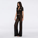 Ramatuelle Black Crop Top & Lerins Wide-Leg Pants Knitted Set | Moeva | Set | Each week unveils new pieces—luxury swimwear, fluid resort silhouettes, and elevated summer-to-evening essentials designed to carry you from coastal escapes to city nights.