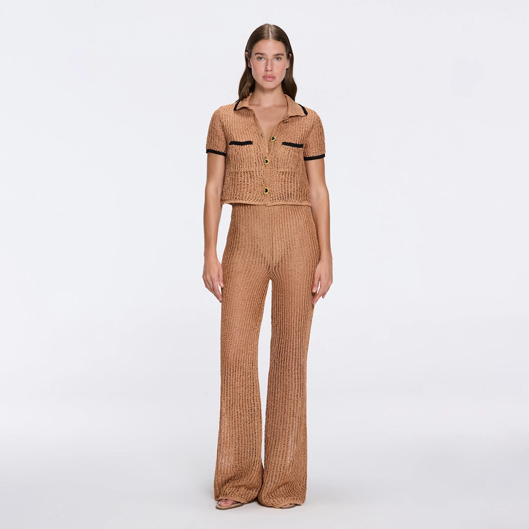 Ramatuelle Nude-Black Crop Top & Lerins Wide-Leg Pants Knitted Set | Moeva | Set | Each week unveils new pieces—luxury swimwear, fluid resort silhouettes, and elevated summer-to-evening essentials designed to carry you from coastal escapes to city nights.