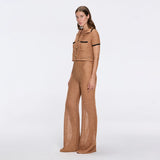 Ramatuelle Nude-Black Crop Top & Lerins Wide-Leg Pants Knitted Set | Moeva | Set | Each week unveils new pieces—luxury swimwear, fluid resort silhouettes, and elevated summer-to-evening essentials designed to carry you from coastal escapes to city nights.