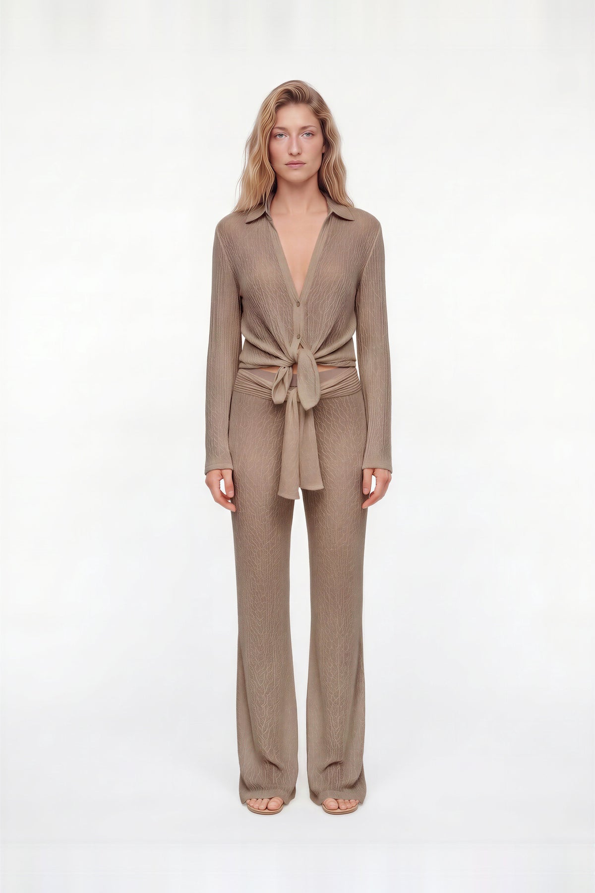 Reina Nude Sheer Wide Leg Beach Pant