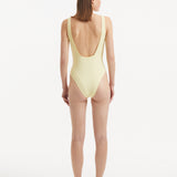 Reva Yellow Scoop Neck Textured Swimsuit | Moeva | Swimsuit | Each week unveils new pieces—luxury swimwear, fluid resort silhouettes, and elevated summer-to-evening essentials designed to carry you from coastal escapes to city nights.