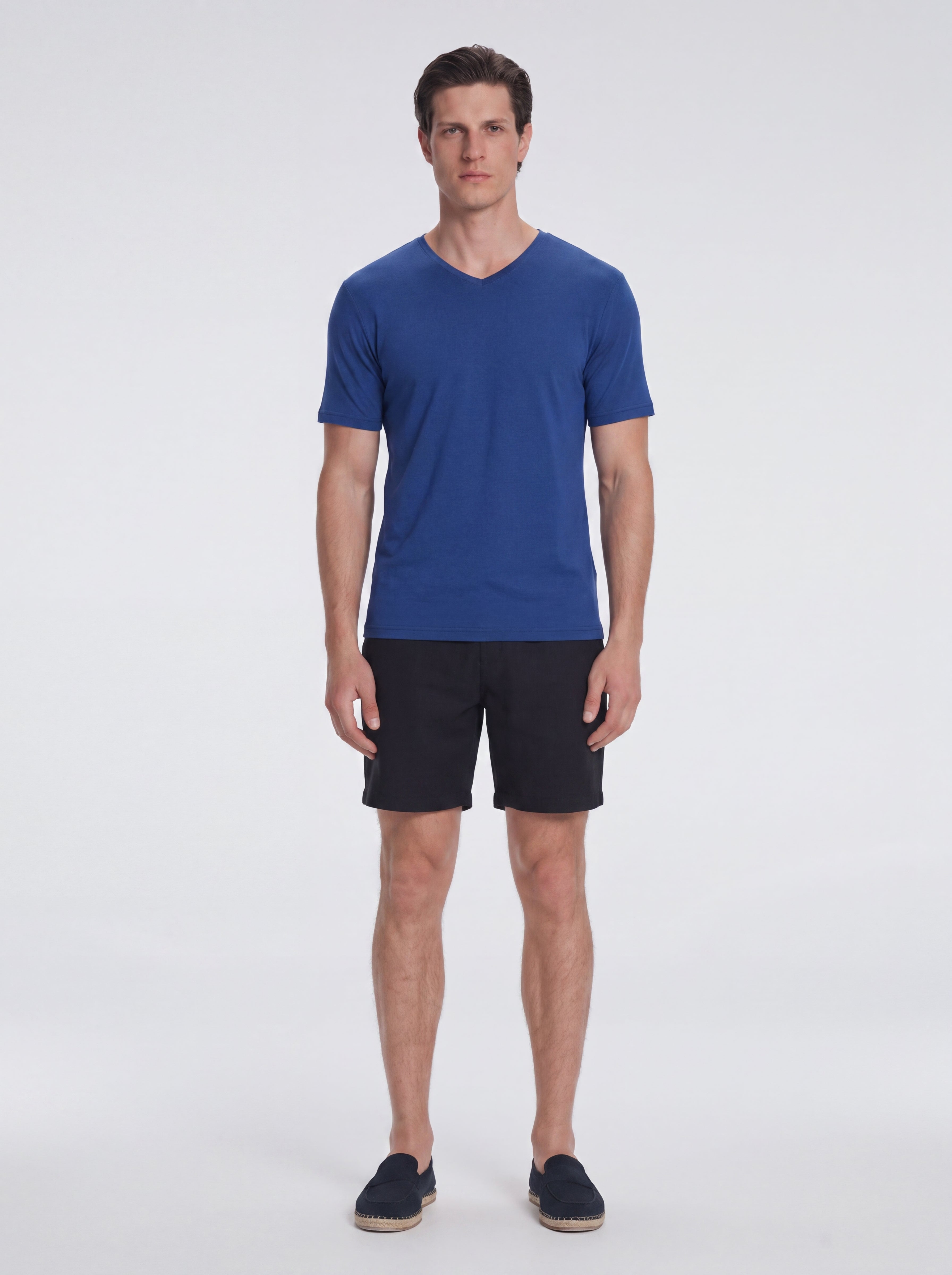 Rex Blue V-Neck Cotton T-Shirt