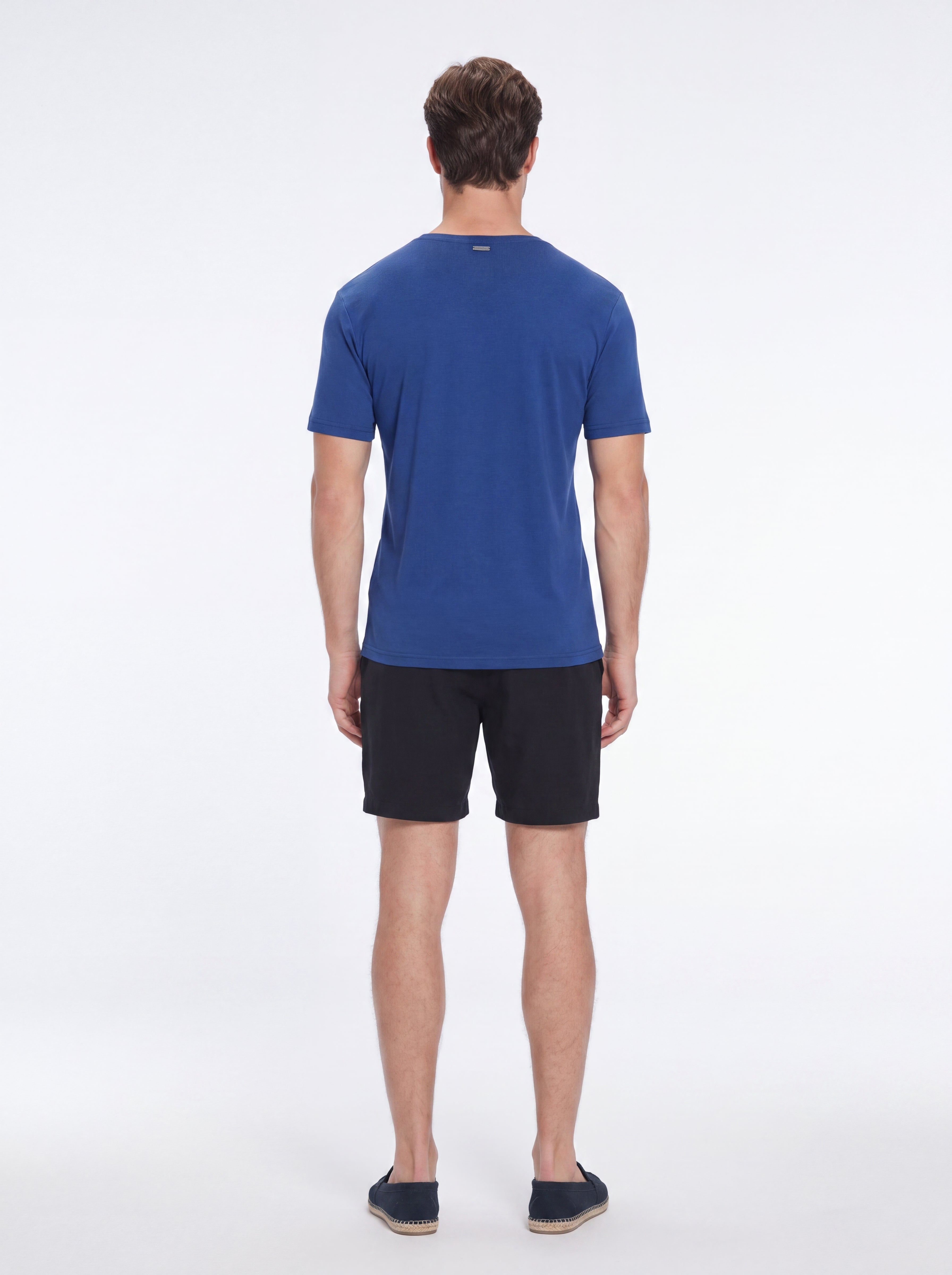 Rex Blue V-Neck Cotton T-Shirt