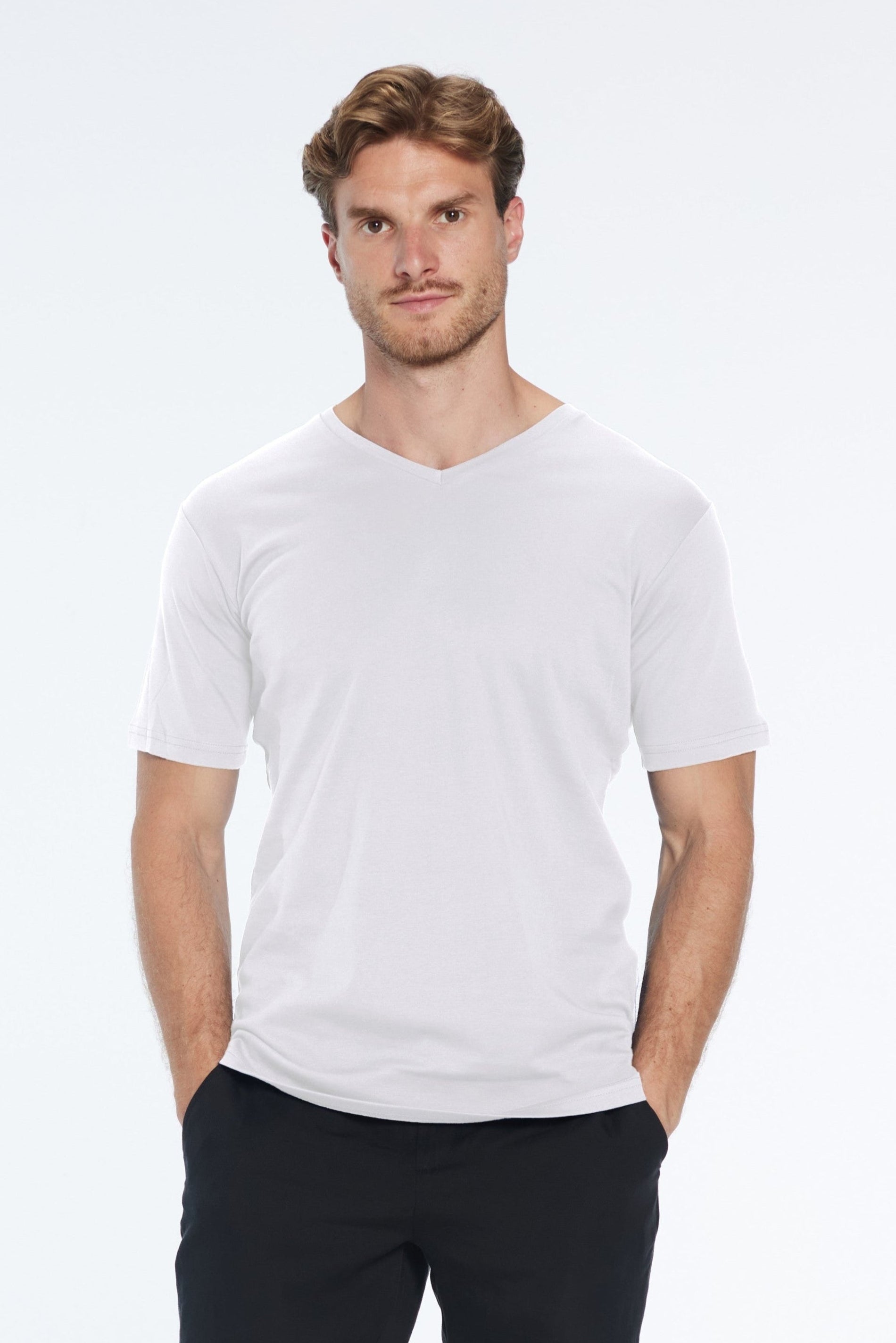 Rex White V-Neck Cotton T-Shirt | Moeva | T-Shirt | Each week unveils new pieces—luxury swimwear, fluid resort silhouettes, and elevated summer-to-evening essentials designed to carry you from coastal escapes to city nights.
