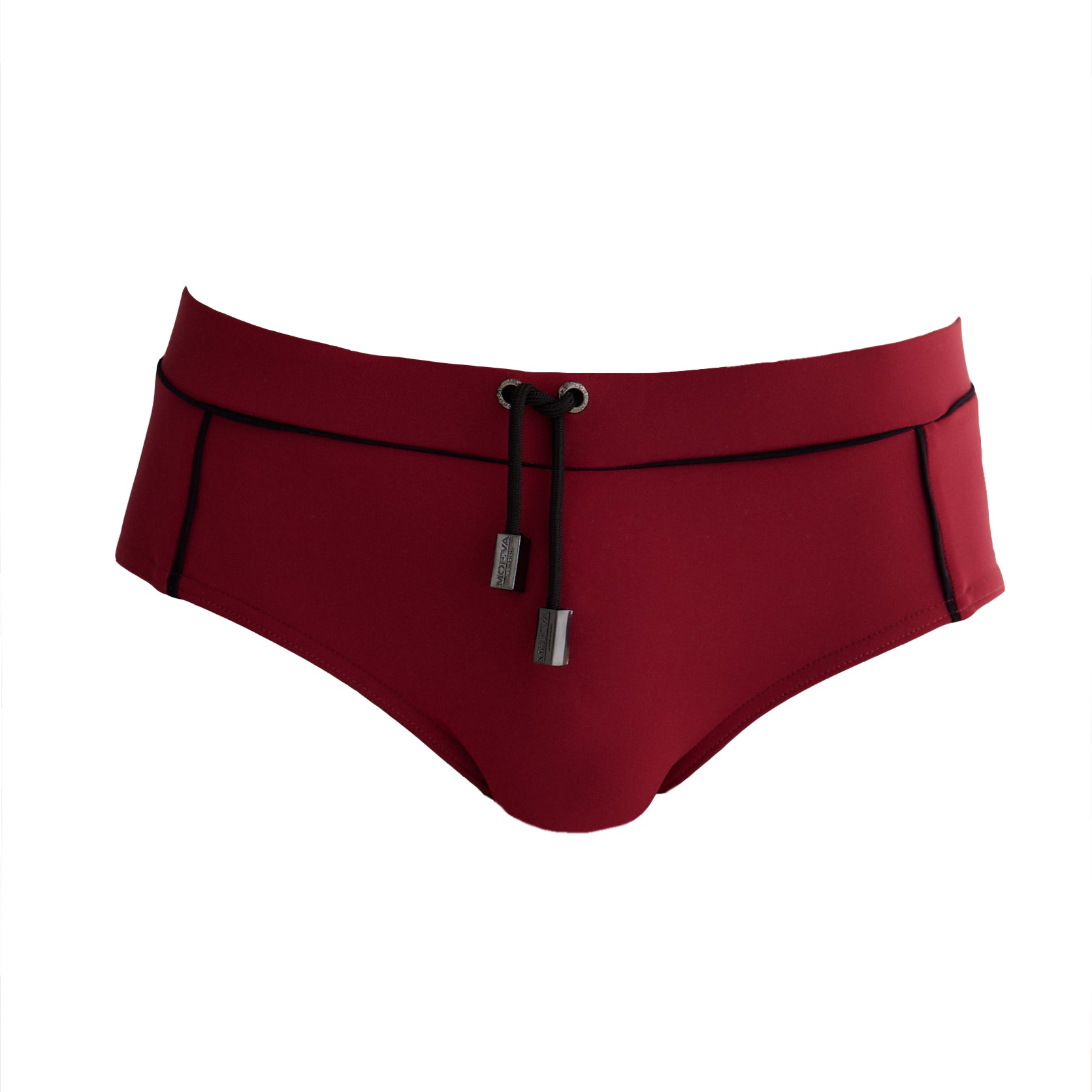 Ricardo Bordeaux/Black Quick Dry Swim Briefs with Drawcord | Moeva | Briefs | Each week unveils new pieces—luxury swimwear, fluid resort silhouettes, and elevated summer-to-evening essentials designed to carry you from coastal escapes to city nights.