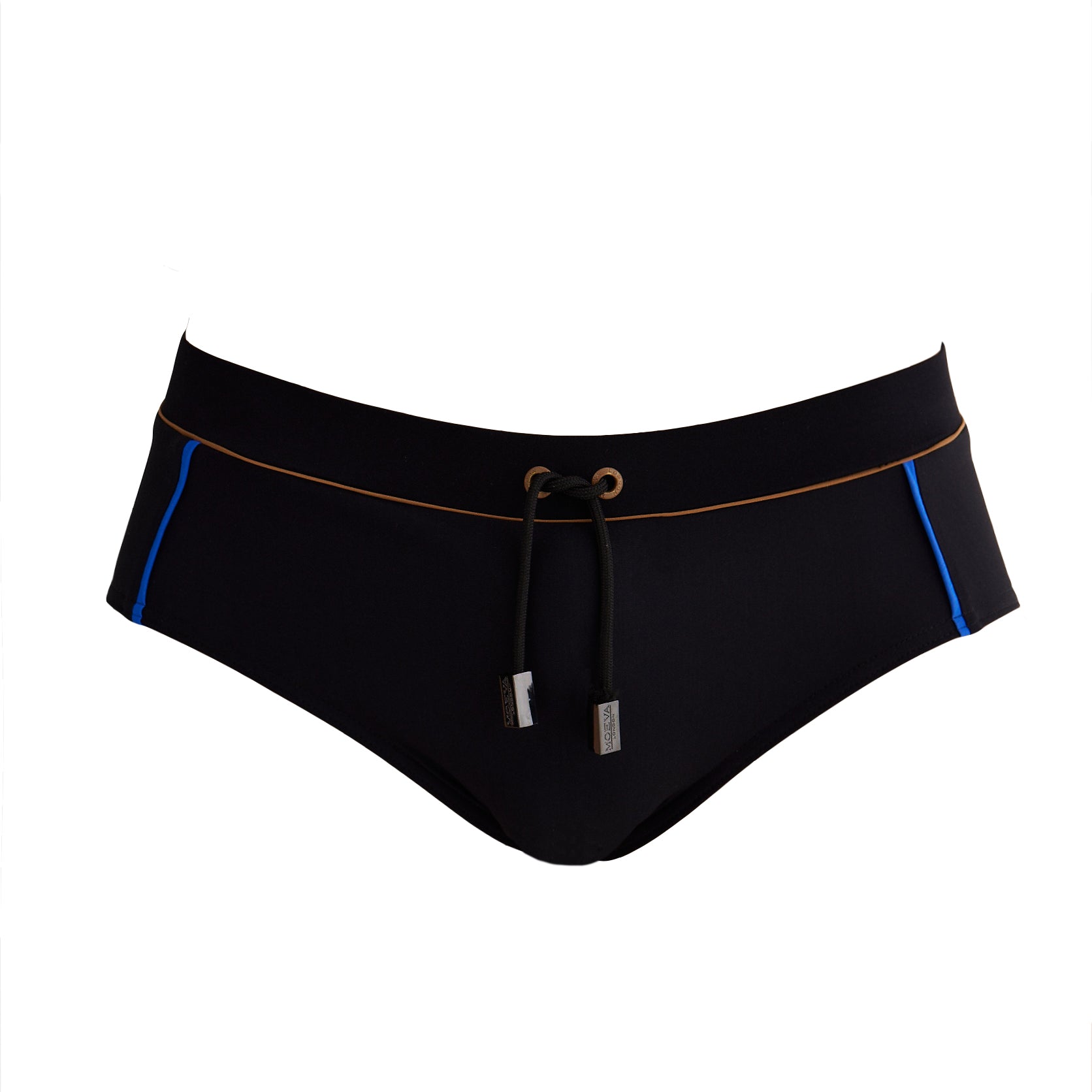 Ricardo Black/Copper/Blue Quick Dry Swim Briefs with Drawcord | Moeva | Briefs | Each week unveils new pieces—luxury swimwear, fluid resort silhouettes, and elevated summer-to-evening essentials designed to carry you from coastal escapes to city nights.