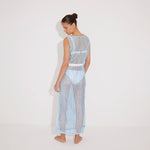 Roma Blue/White Knit Belted Maxi Dress | Moeva | Beachwear Dresses | Each week unveils new pieces—luxury swimwear, fluid resort silhouettes, and elevated summer-to-evening essentials designed to carry you from coastal escapes to city nights.