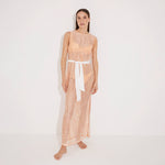Roma Orange/White Knit Belted Maxi Dress | Moeva | Beachwear Dresses | Each week unveils new pieces—luxury swimwear, fluid resort silhouettes, and elevated summer-to-evening essentials designed to carry you from coastal escapes to city nights.