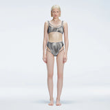 Rosalind Black Optical Scoop Neck High Waist 3D Print Bikini Sets | Moeva | Bikini Sets | Each week unveils new pieces—luxury swimwear, fluid resort silhouettes, and elevated summer-to-evening essentials designed to carry you from coastal escapes to city nights.