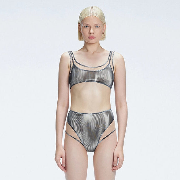 Rosalind Black Optical Scoop Neck High Waist 3D Print Bikini Sets | Moeva | Bikini Set | Each week unveils new pieces—luxury swimwear, fluid resort silhouettes, and elevated summer-to-evening essentials designed to carry you from coastal escapes to city nights.