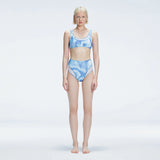 Rosalind Blue Optical Scoop Neck High Waist 3D Print  Bikini Sets