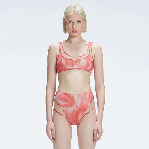 Rosalind Red Optical Scoop Neck High Waist 3D Print Bikini Sets | Moeva | Bikini Set | Each week unveils new pieces—luxury swimwear, fluid resort silhouettes, and elevated summer-to-evening essentials designed to carry you from coastal escapes to city nights.