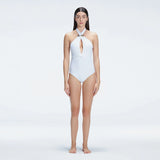 Rosamund White Halter Swimsuit | Moeva | One-Piece | Each week unveils new pieces—luxury swimwear, fluid resort silhouettes, and elevated summer-to-evening essentials designed to carry you from coastal escapes to city nights.