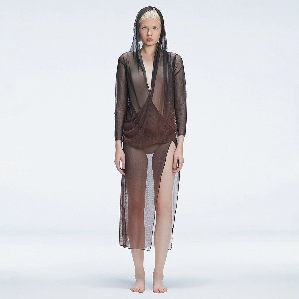 Rosie Black Optical Long Sleeve Maxi Dress | Moeva | Dress | Each week unveils new pieces—luxury swimwear, fluid resort silhouettes, and elevated summer-to-evening essentials designed to carry you from coastal escapes to city nights.