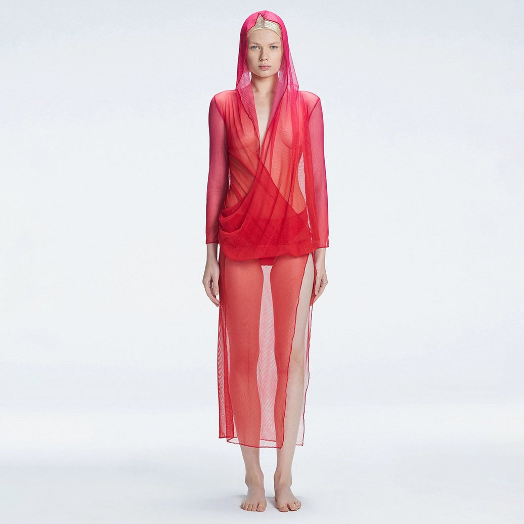 Rosie Red Optical Long Sleeve Maxi Dress | Moeva | Dress | Each week unveils new pieces—luxury swimwear, fluid resort silhouettes, and elevated summer-to-evening essentials designed to carry you from coastal escapes to city nights.