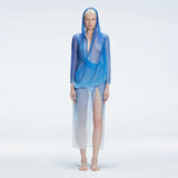 Rosie Blue Optical Long Sleeve Maxi Dress | Moeva | Beachwear Dresses | Each week unveils new pieces—luxury swimwear, fluid resort silhouettes, and elevated summer-to-evening essentials designed to carry you from coastal escapes to city nights.