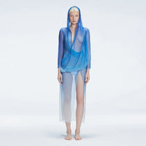 Elif Şahin - Eva Blue Bikini Set And Rosie Blue Optical Long Sleeve Maxi Dress | Moeva | Beachwear Dresses | Each week unveils new pieces—luxury swimwear, fluid resort silhouettes, and elevated summer-to-evening essentials designed to carry you from coastal escapes to city nights.