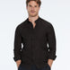 Man wearing a black shirt and pants on a white background