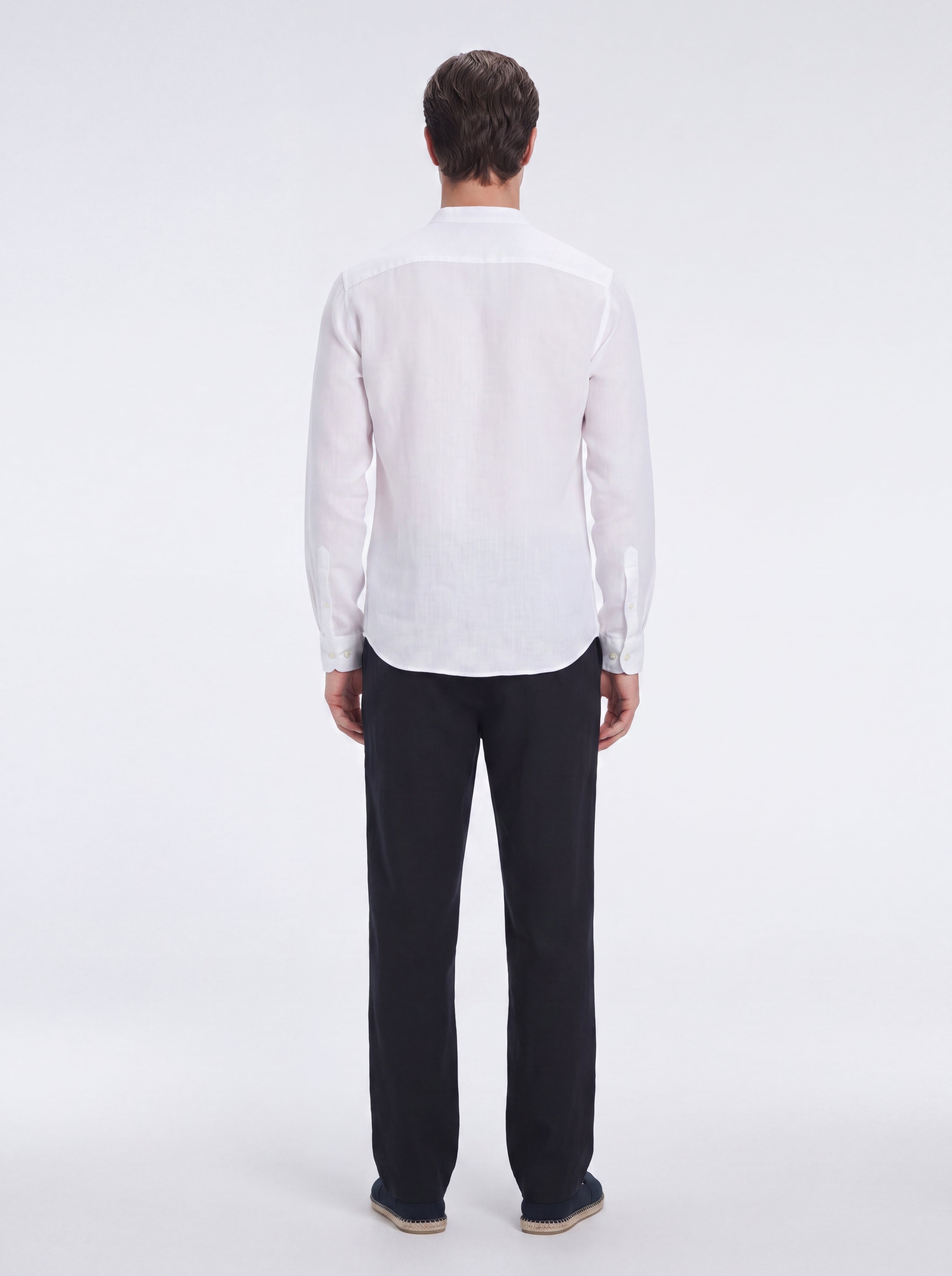 Ryan White Linen Shirt with Grandad Collar