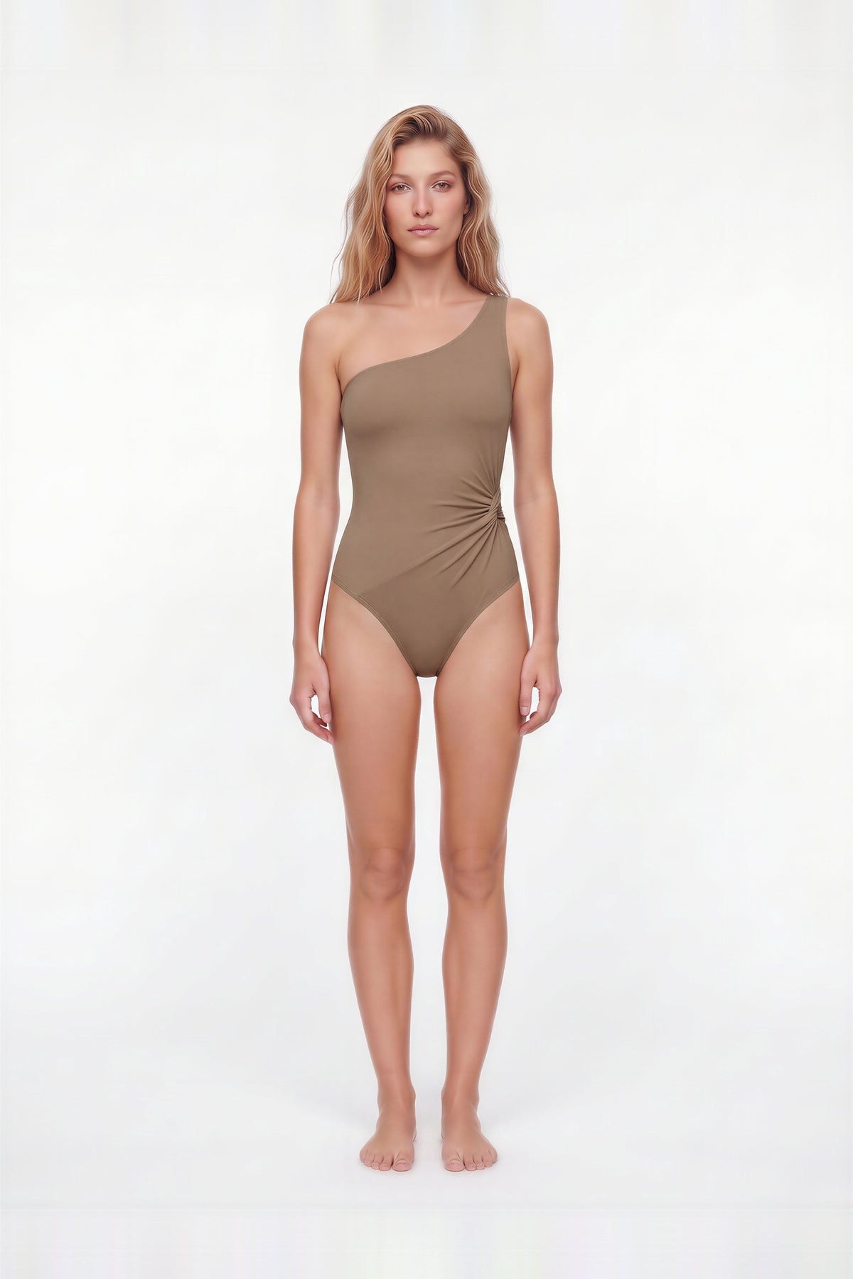 Ryvenor Nude One Shoulder One Piece Swimsuit
