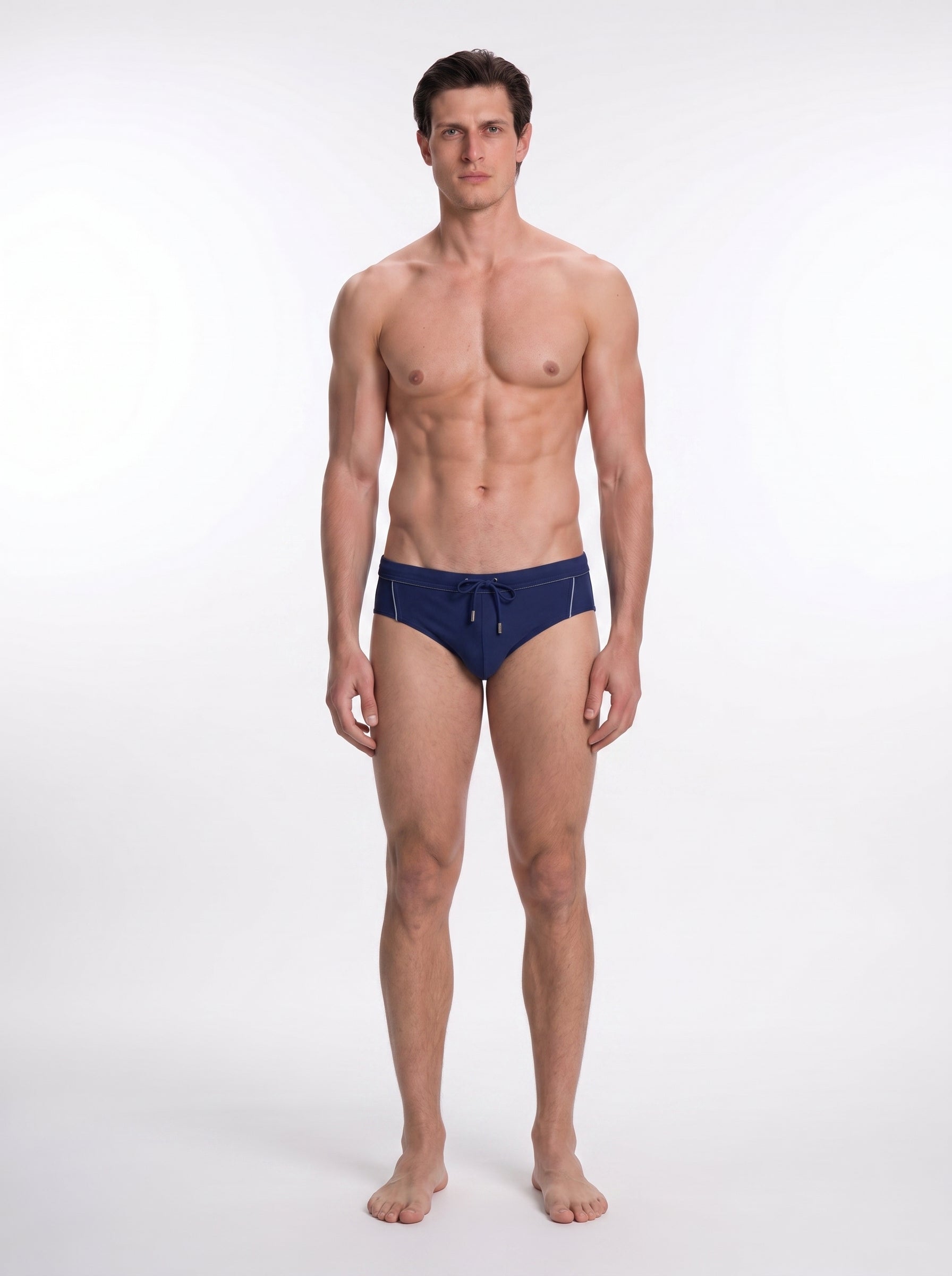 Ricardo Blue/Grey/Baby Blue Quick Dry Swim Briefs with Drawcord | Moeva | Briefs | Each week unveils new pieces—luxury swimwear, fluid resort silhouettes, and elevated summer-to-evening essentials designed to carry you from coastal escapes to city nights.
